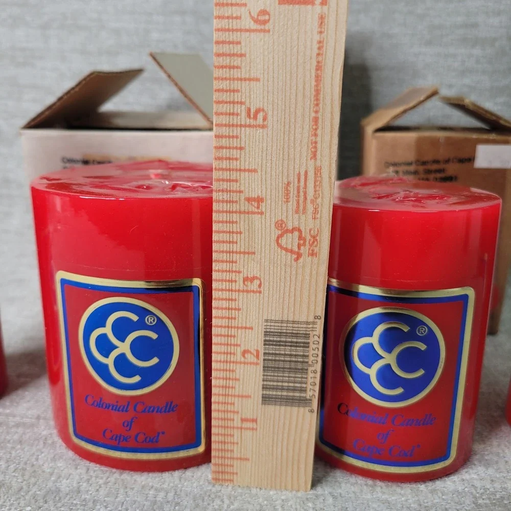 Vintage Colonial Candle of Cape Cod Hollyberry Red Pillar Candles Set of 4 USA